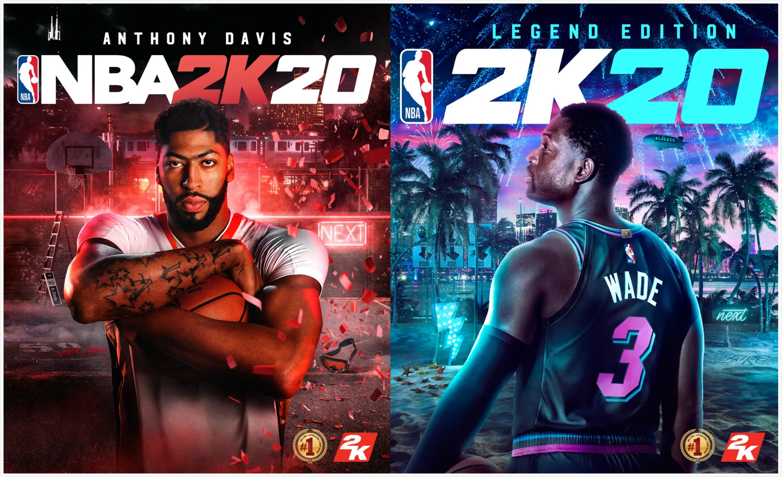 《NBA 2K20》封面公布，安东尼·戴维斯和德怀恩·韦德分别成为普通版和传奇版封面球星