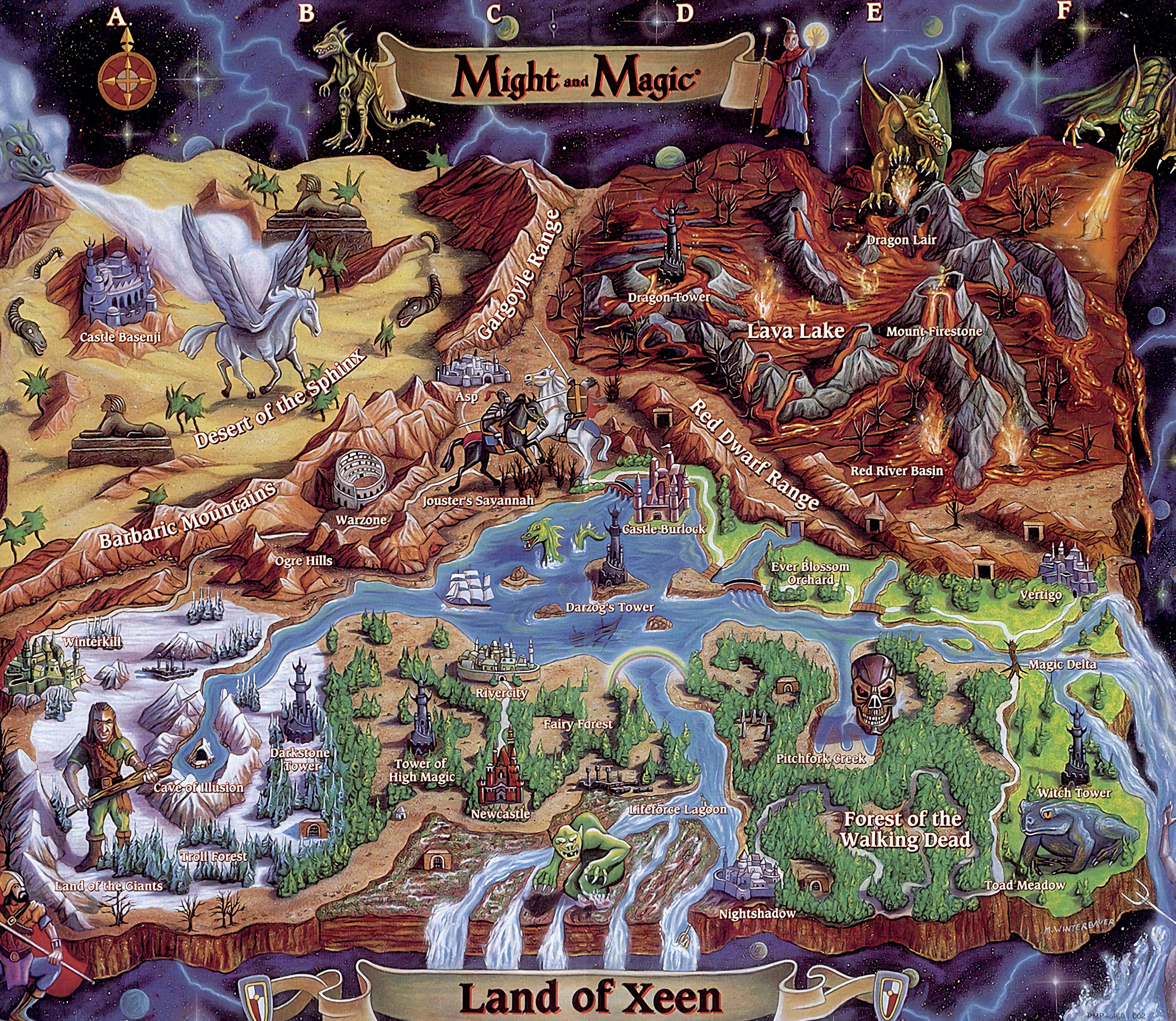 《魔法门 4：星云之谜》（Might and Magic IV: Clouds of Xeen）的地图，由 Michael Winterbauer 绘制
