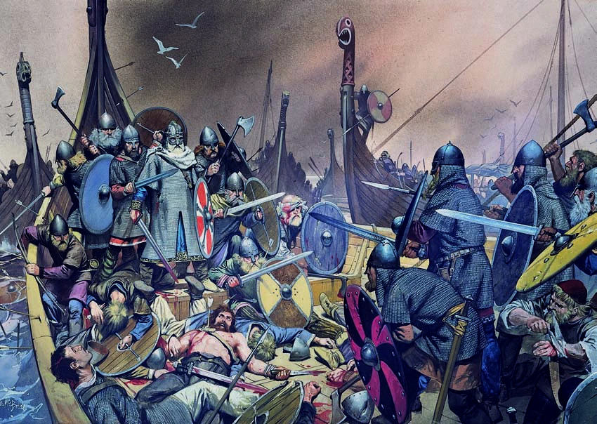 一场维京人的海战，他们大多数都配备了剑