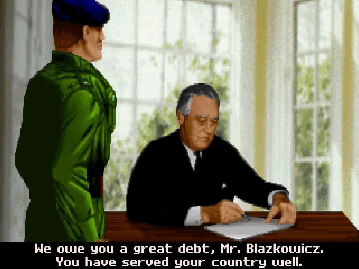 布拉斯科维奇先生，我们欠你一个很大的情，你很好的服务了你的国家。命运之矛已经没了，盟军终于能摧毁希特勒了……