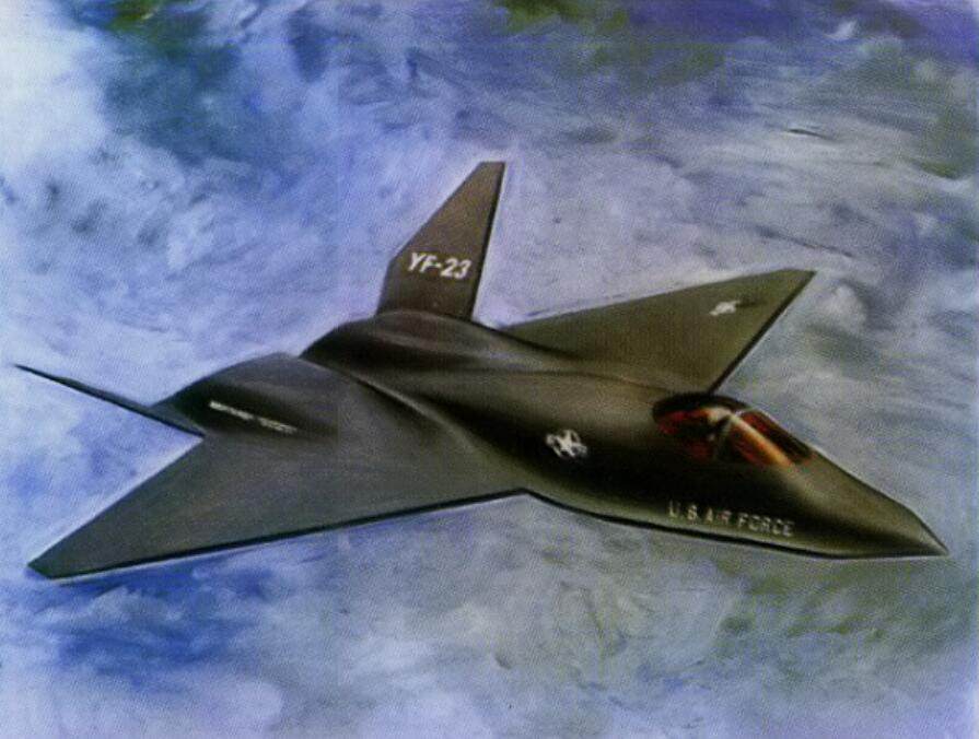 1990年5月15日，美国国防部先行公布了较为精确的YF-22与YF-23想象图。其和实机已经基本一致。只是省略气动控制面并选择了一个不会暴露发动机喷口与进气口的角度。