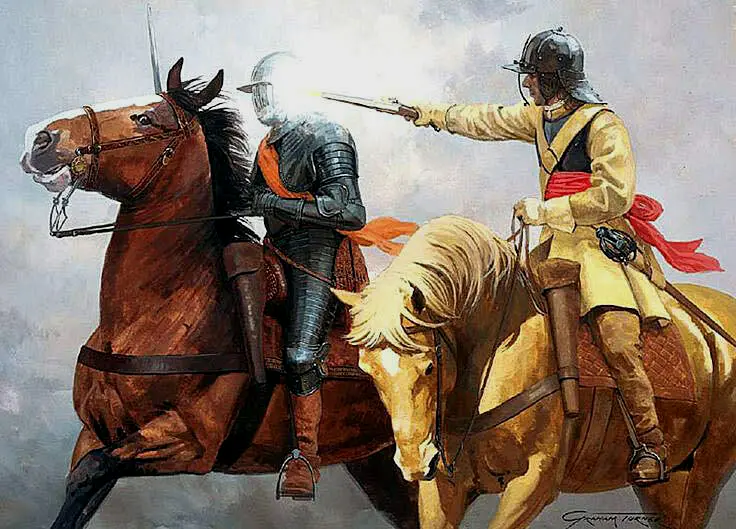 哈塞尔里格和保王军火枪骑兵的战斗