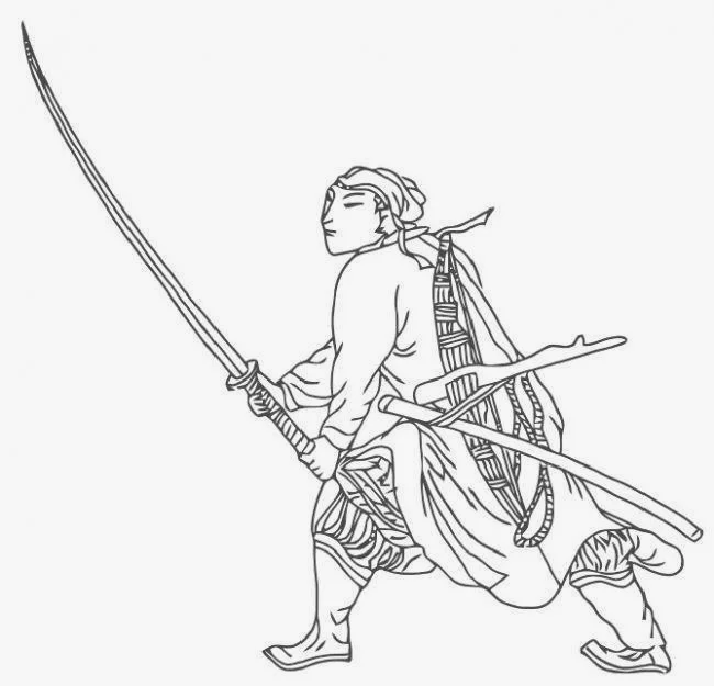 《单刀法选》中的刀势图，与日本刀、欧洲长剑等双手刀剑技法大同小异。