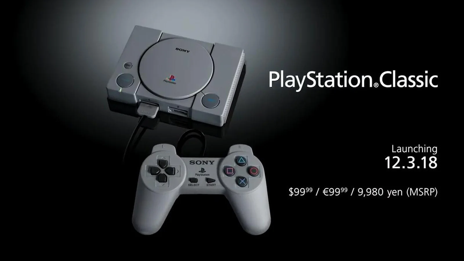 索尼公布迷你游戏主机PlayStation®Classic，12月3日发售！