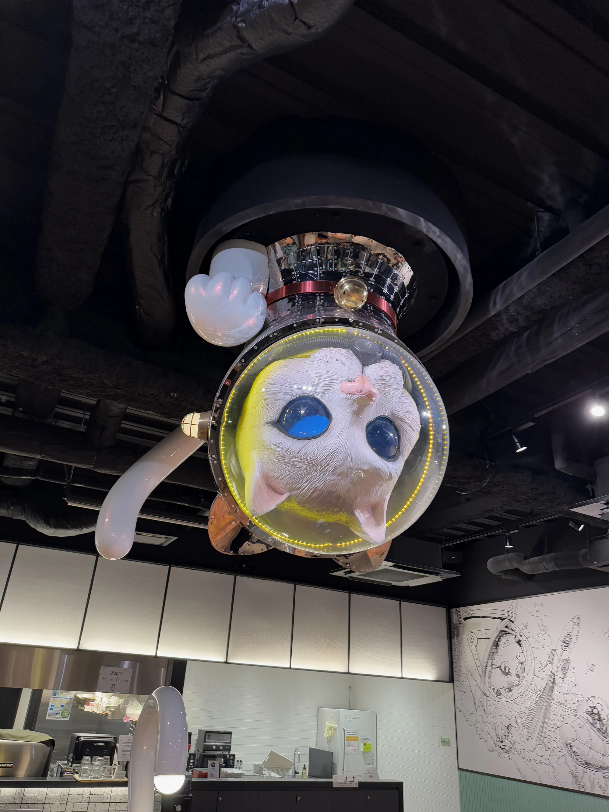 旅舍内部以喵星人的装潢为主题