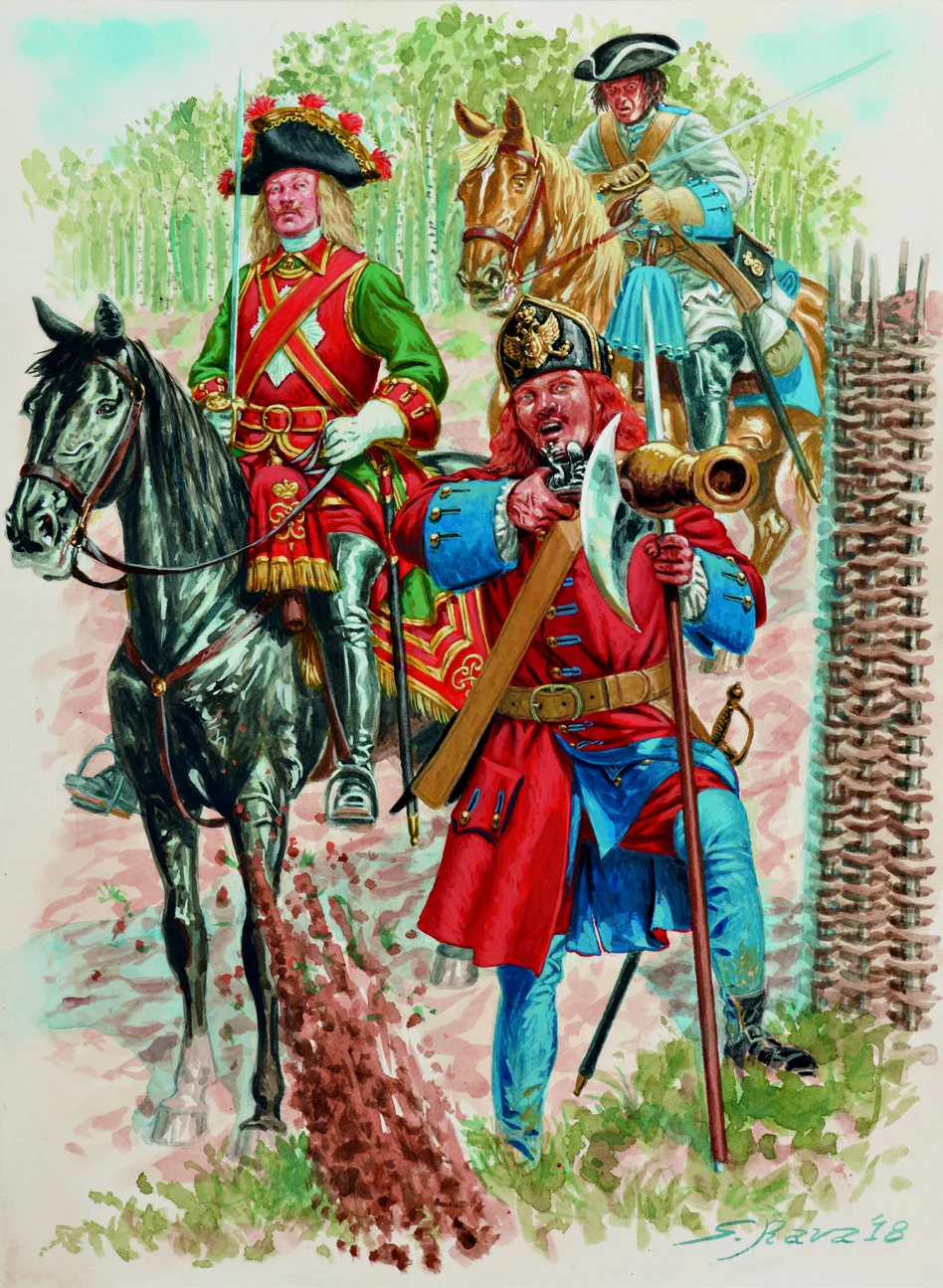 北欧战争中的帝俄近卫骑兵（左）和斯摩棱斯克龙骑兵（右）