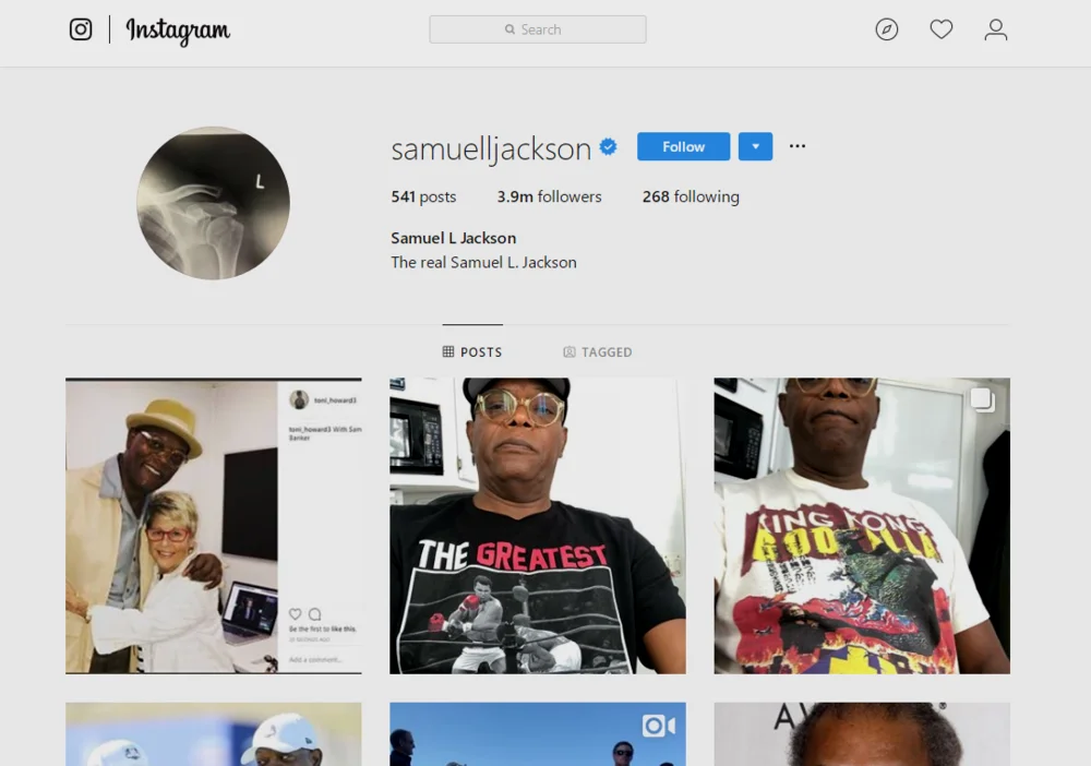 Samuel L. Jackson 的 Instagram 账号