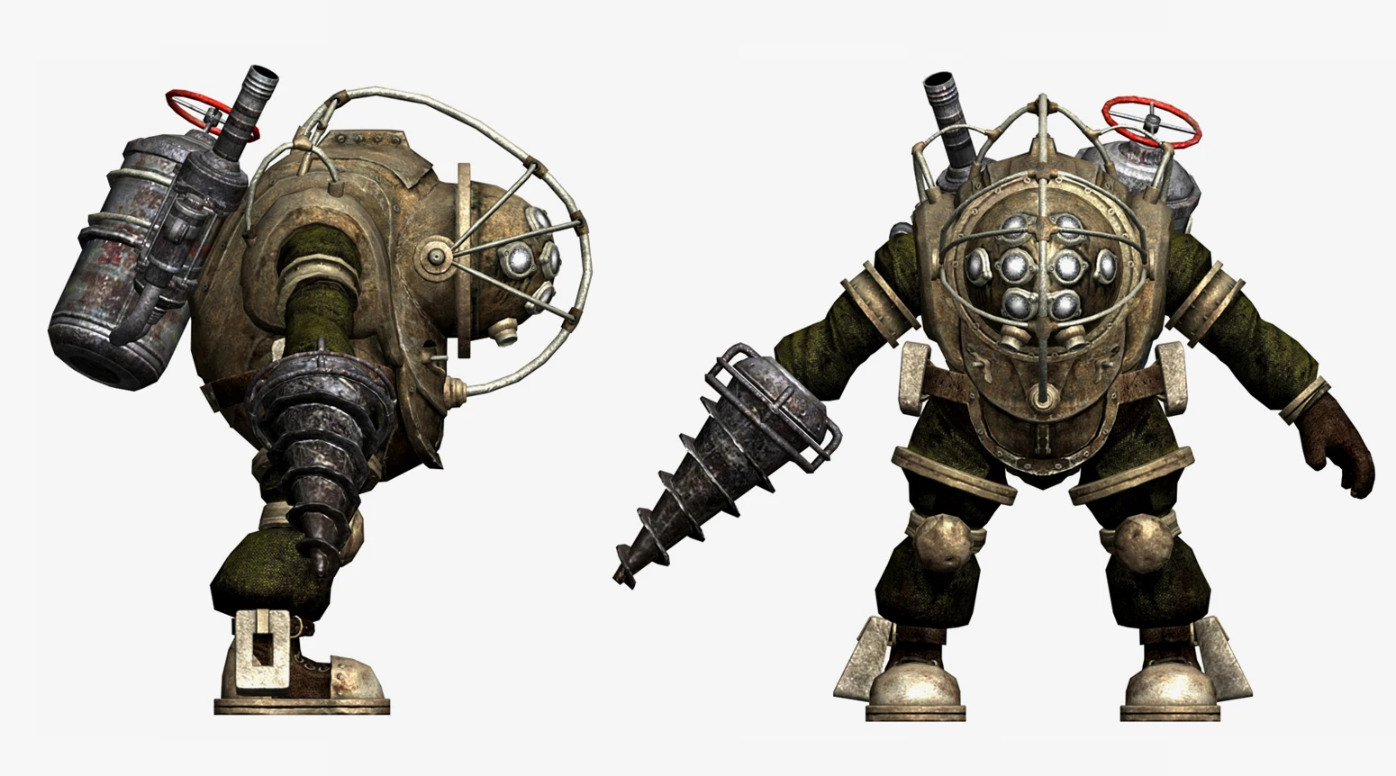 《生化奇兵》中的钢钻建模
（网址：https://www.digitalfxtbook.com/character-modeling-big-daddy.html）