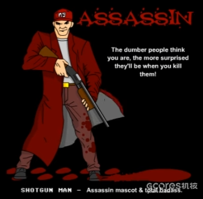 《Assassin》，同样是一部带有暴力与血腥元素的游戏，Flup对这部作品的解释是：羞辱和杀死“以自我为中心的名人”