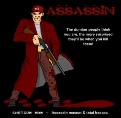 《Assassin》，同样是一部带有暴力与血腥元素的游戏，Flup对这部作品的解释是：羞辱和杀死“以自我为中心的名人”