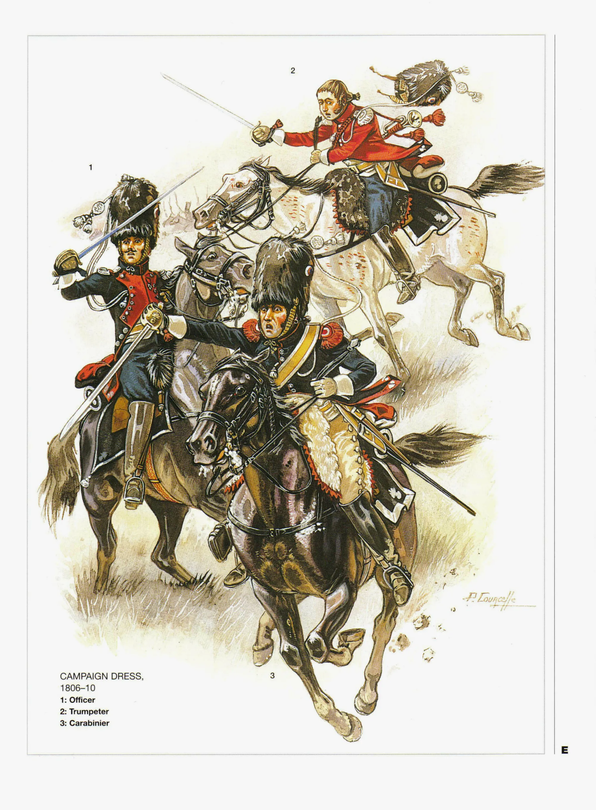 1810年前的法兰西帝国卡宾枪骑兵，他们的着装类似龙骑兵，不穿胸甲