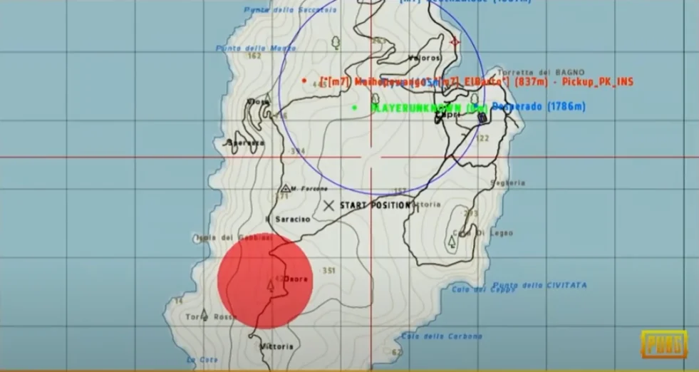 ARMA2的地图主要元素：毒圈、轰炸区、出生点、高资源区
