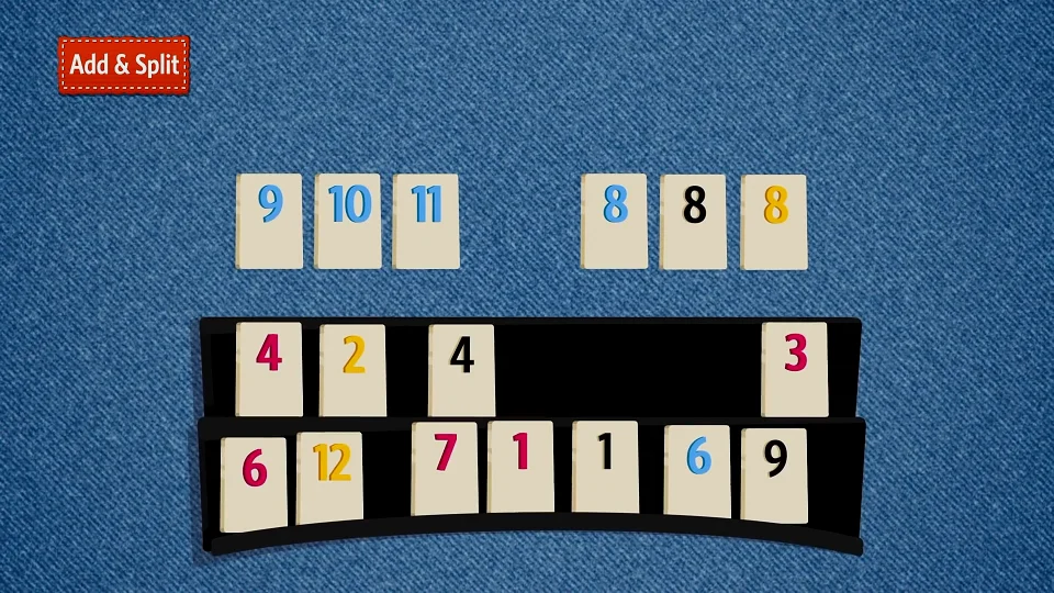 添一张蓝11，使蓝8空出来并和手中的黄8黑8配成组