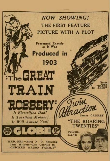 美国电影《火车大劫案》海报：第一部西部片、第一部警匪片、第一部剧情电影