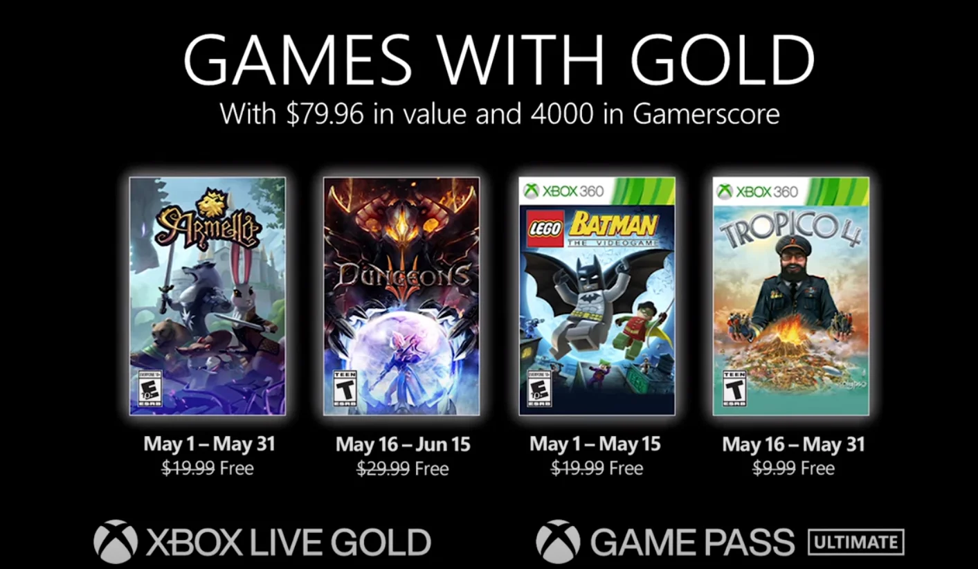 Xbox金会员5月会免游戏更新，《阿门罗》《地下城3》共4款游戏登陆