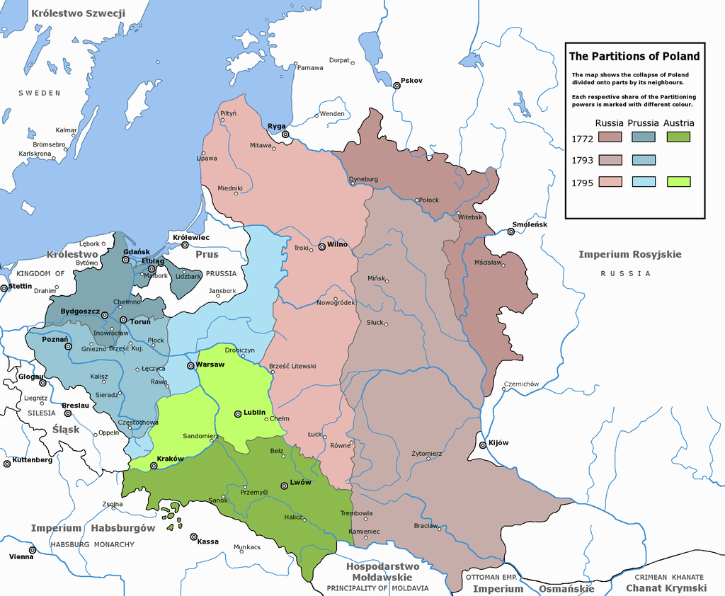 俄罗斯、普鲁士、奥地利三次瓜分波兰