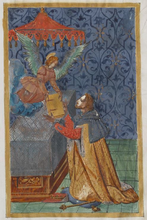 More details Solomon receives the Ars Notoria from the angel Pamphilius in the Jewish Temple.
