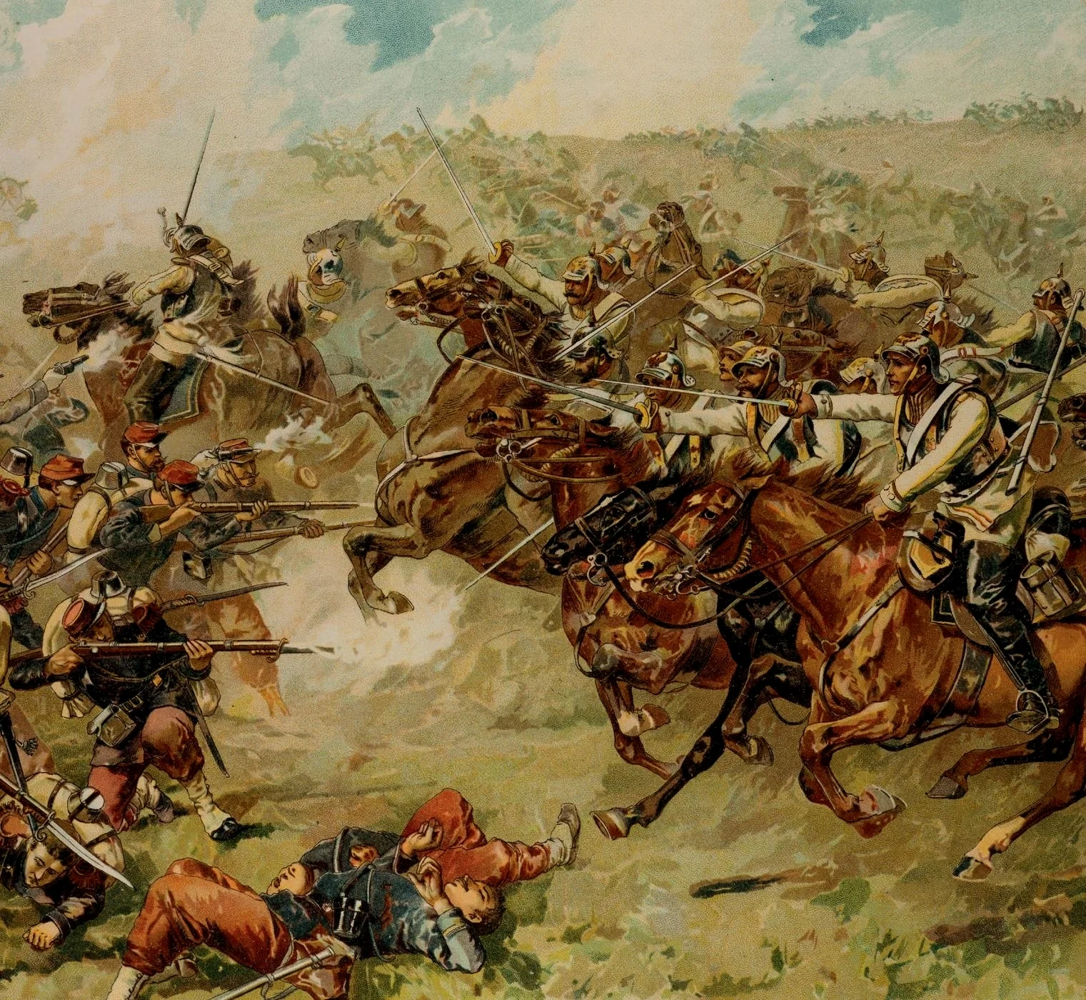 普法战争中，普军骑兵发起的死亡冲锋，半数骑兵在冲锋时被杀