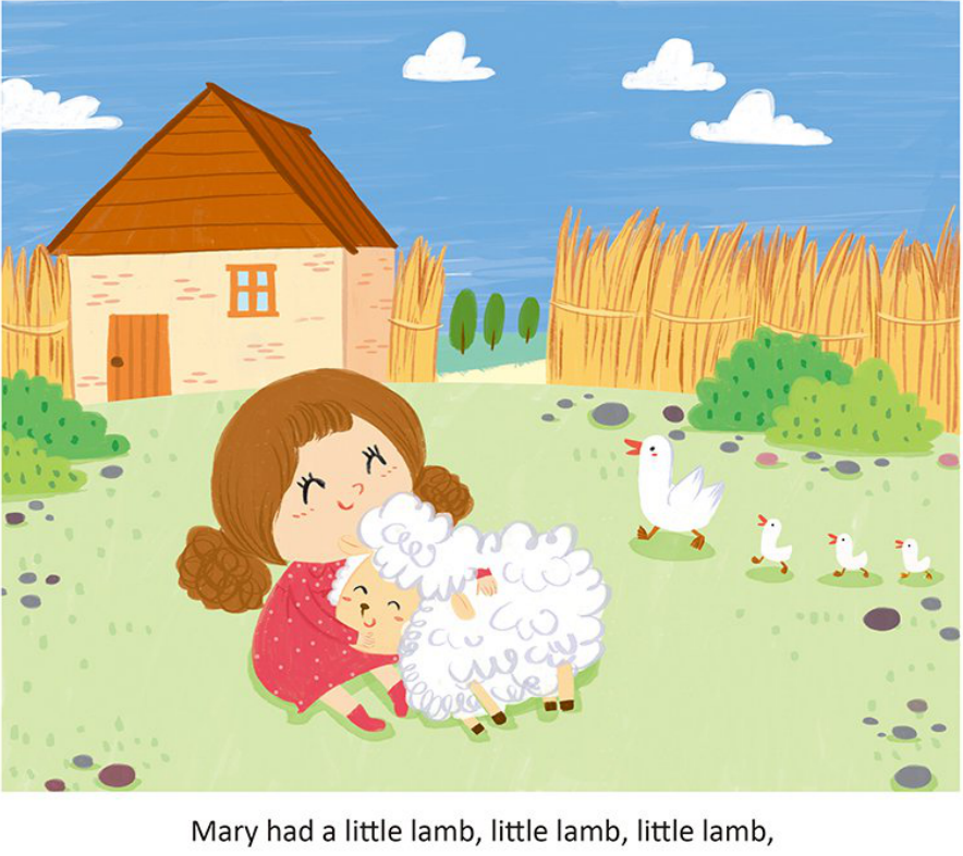 瑪麗有隻小羊羔，小羊羔，小羊羔，瑪麗有隻小羊羔，然後死掉了。