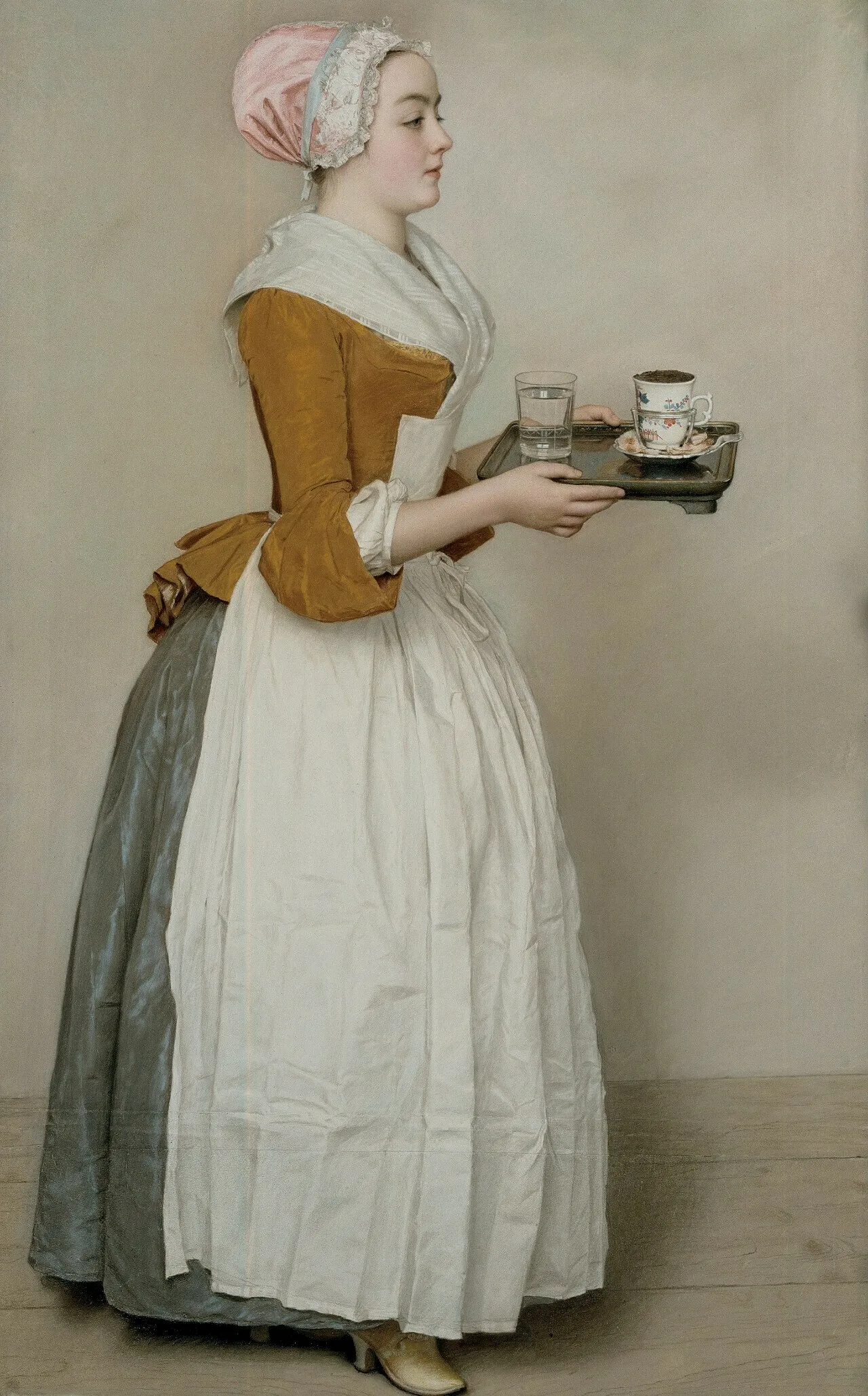 瑞士画家利奥塔（Jean-Etienne Liotard，1702 – 1789）创作的这幅《热巧克力姑娘》被誉为“史上最美色粉画”。