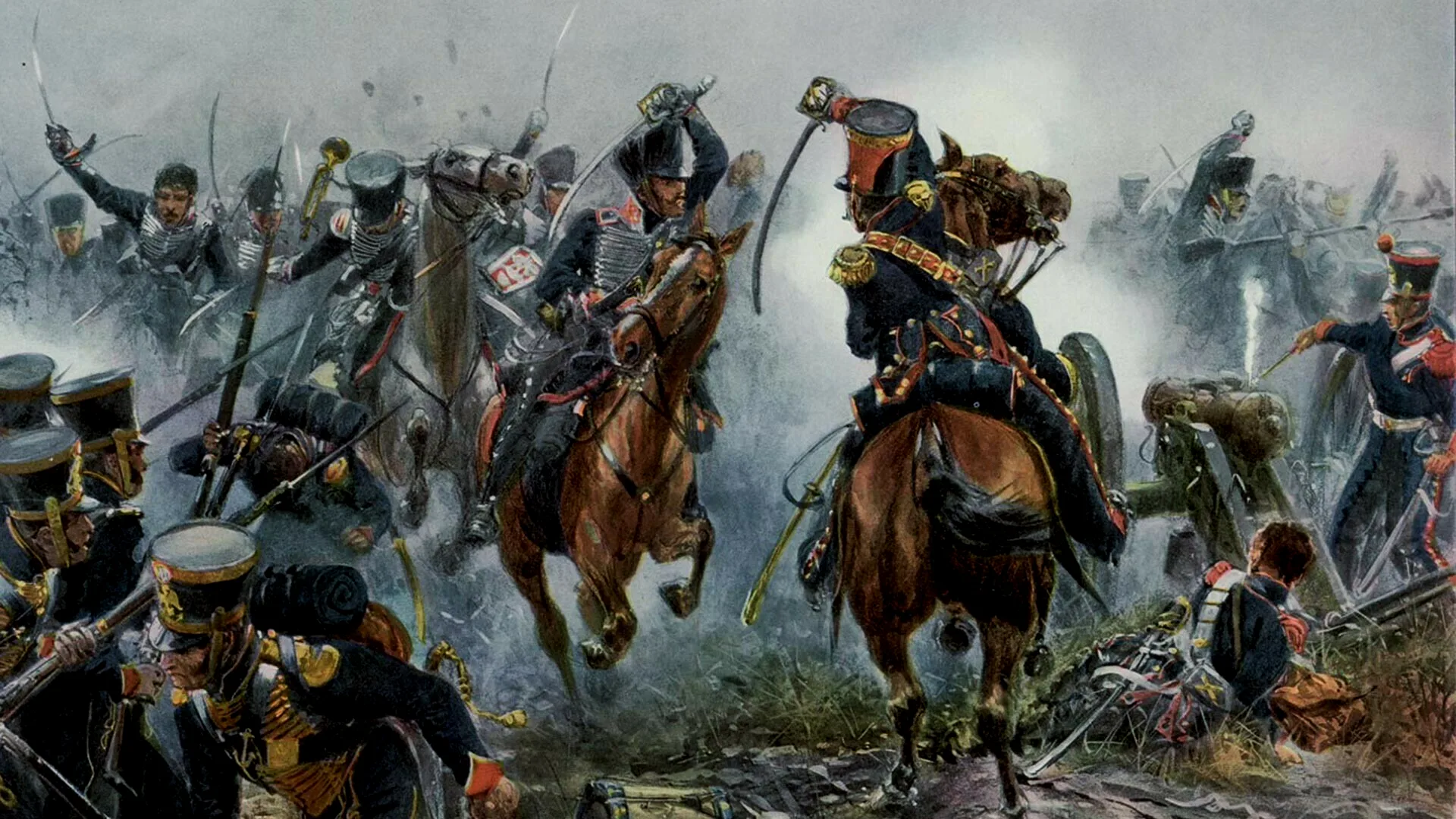 法军和俄军骠骑兵之间的战斗，虽然俄军骑兵装备并不比法军更优秀，但是后者在战争中的损耗让他们的战斗力无法得到体现