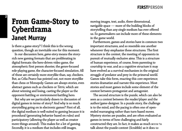 译介丨Janet Murray:从游戏-故事到赛博戏剧(2004) 译介丨Janet Murray:从游戏-故事到赛博戏剧(2004)