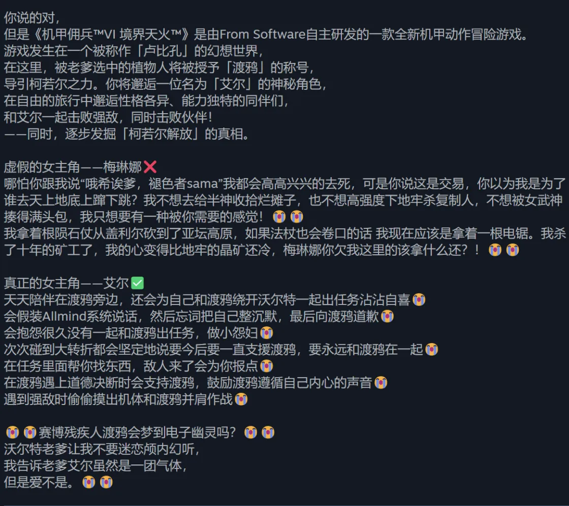 来自steam评论区