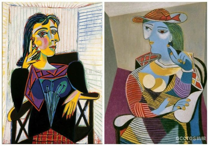 图2：左：《多拉·玛尔肖像》毕加索；右：《玛丽·特里斯·沃尔特肖像》毕加索
