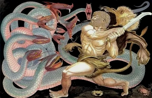 赫拉克勒斯杀死九头蛇许德拉，以其血浸泡箭头，被此箭所伤者无法医治