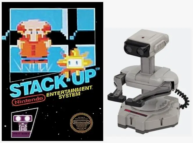1985年任天堂发售的《Stack-Up》以及配套的机器人玩具外设R.O.B.，虽然国内难得一见，但恐怕看过喷神James节目的朋友都不陌生