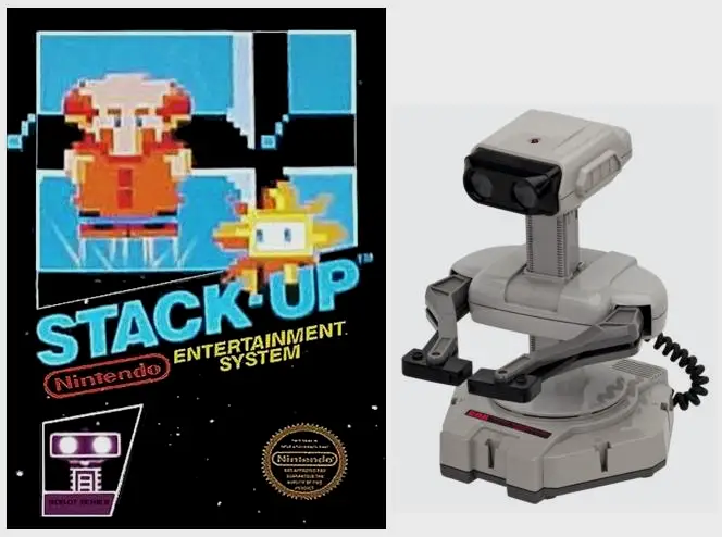 1985年任天堂发售的《Stack-Up》以及配套的机器人玩具外设R.O.B.，虽然国内难得一见，但恐怕看过喷神James节目的朋友都不陌生