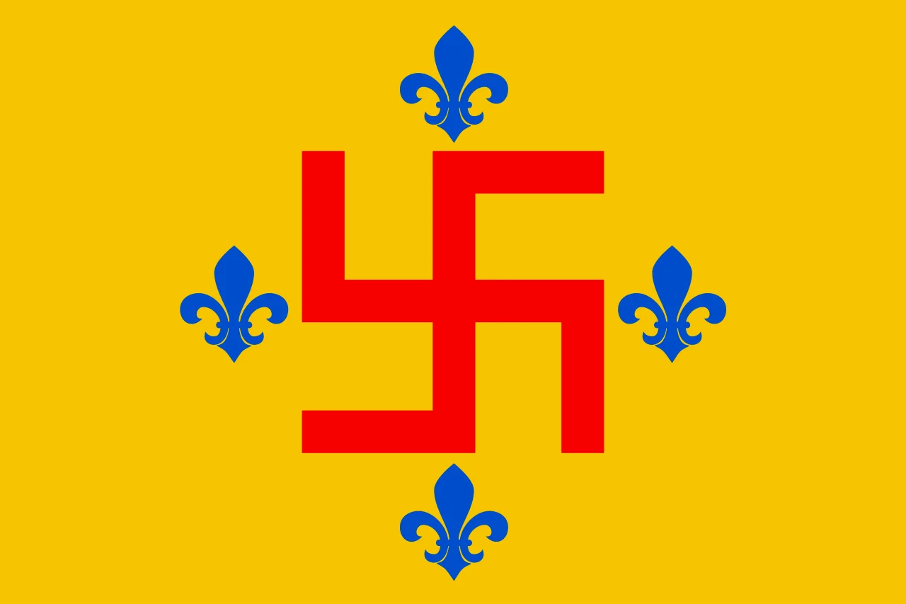 新圣殿骑士团旗帜，反万字是不倾斜的