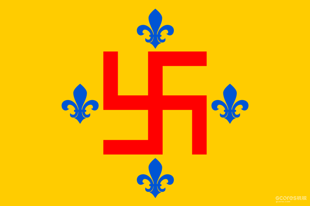 新圣殿骑士团旗帜，反万字是不倾斜的