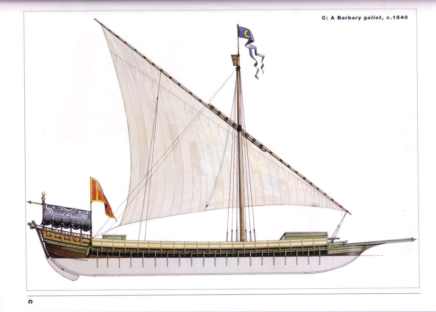 巴巴里海盗的加里奥特桨帆船