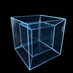 四维八胞体：超立方体（Tesseract俗称Hypercube）在空间中旋转时的三维投影示意动画