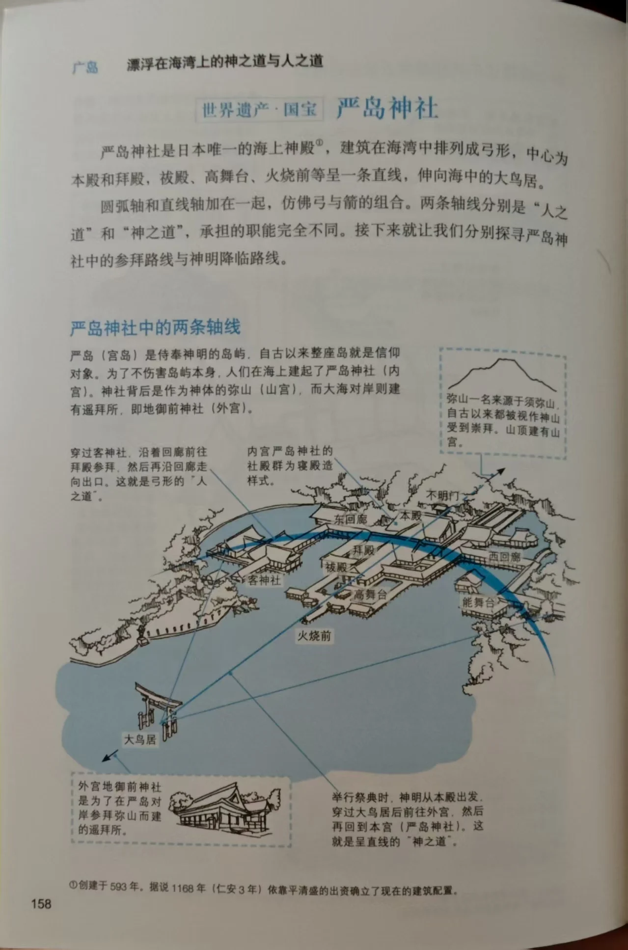 严岛神社的设计在宗教层面颇具巧思，但是从内部无法直观理解。必须结合讲解才能略窥一二。