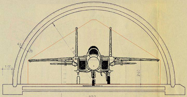 虽然TAB-VEE的尺寸足以停放战术空军之前包括F-111在内的所有机型。不过更新的F-15因为翼展以及垂尾位置高度问题，在TAB-VEE掩体内的运作空间显得捉襟见肘。更重要的是原有的防爆门大小显然无法通过F-15。