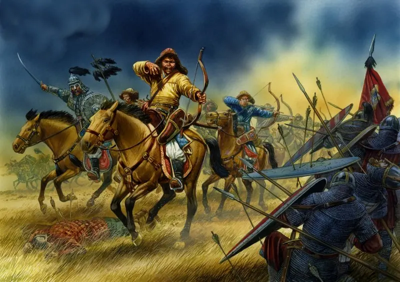 采用骑射作战的蒙古骑兵