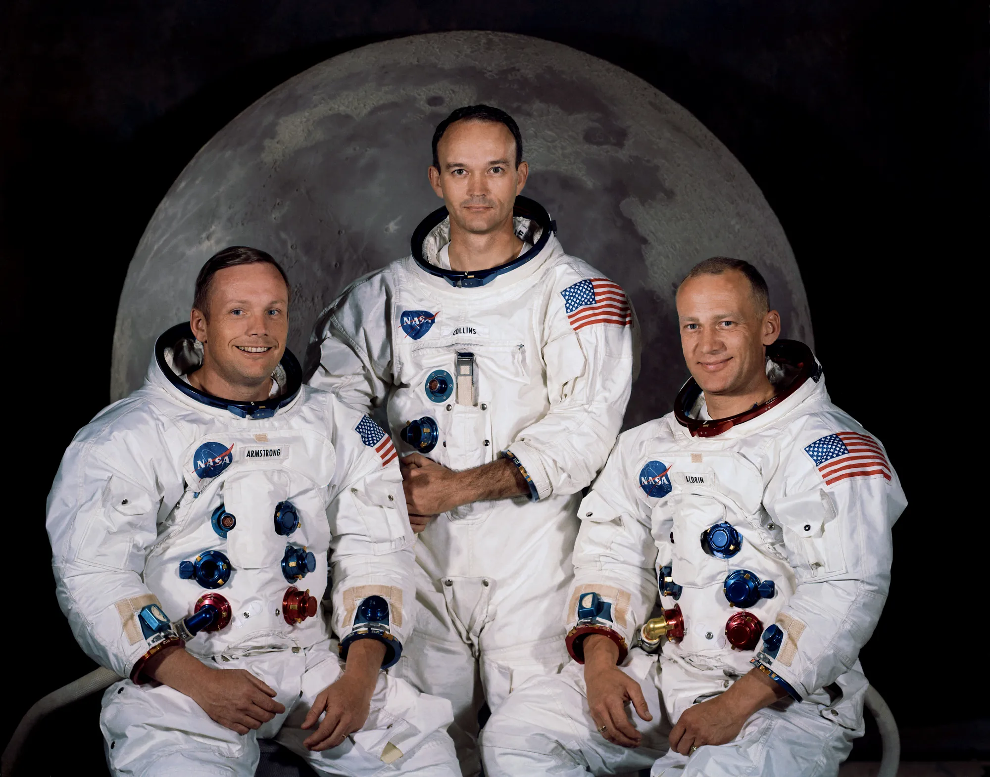 阿波罗11号的机组，左起：阿姆斯特朗，柯林斯，奥尔德林