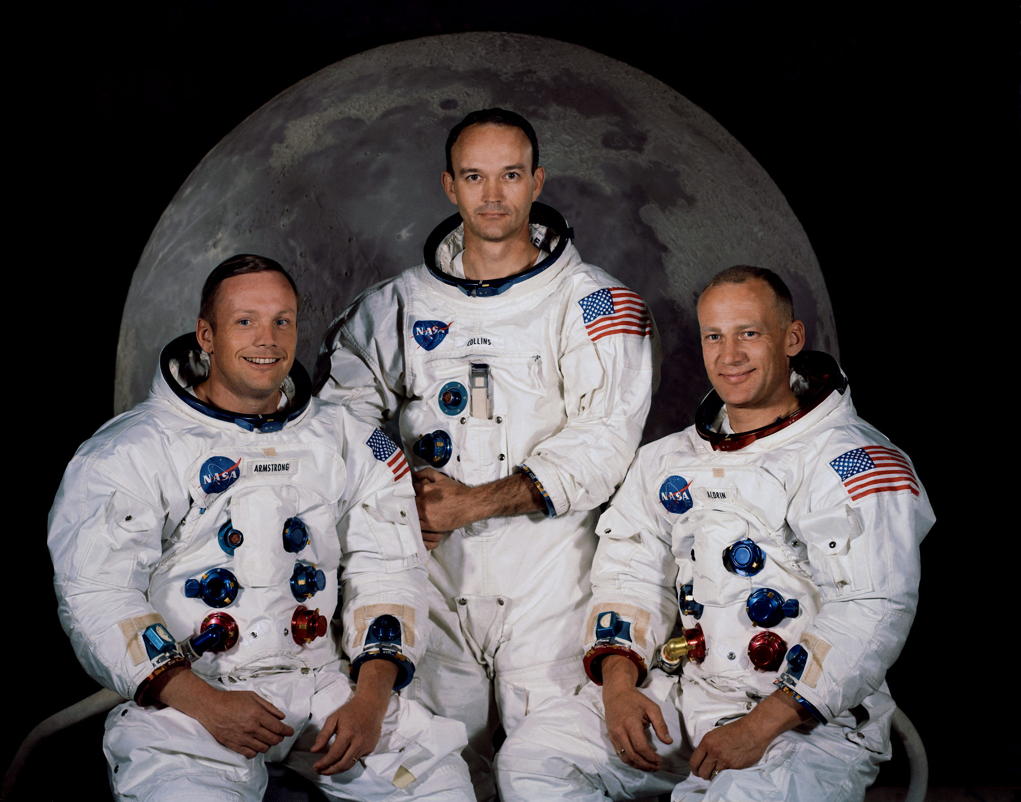 阿波罗11号的机组，左起：阿姆斯特朗，柯林斯，奥尔德林
