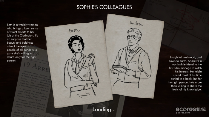 游戏对各个配角有一定程度的描写，在demo中苏菲可以选择打电话向男同事女同事求助