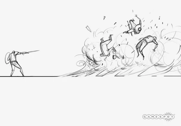 Gameplay设定，显示了玩家使用风魔法的效果。