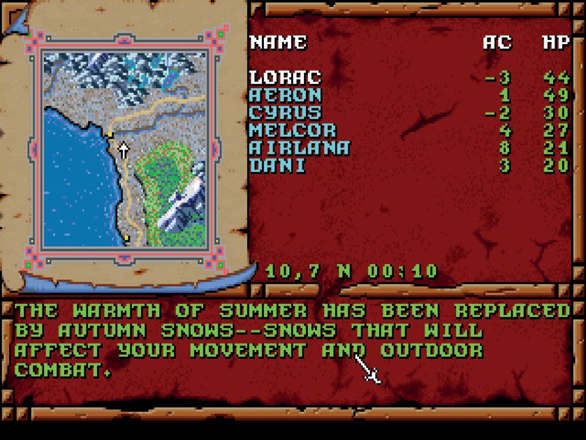 世界大地图是《异域之门》的典型特征之一，并在《异域宝藏》中发扬光大。续作中加入了天气特效，比如大雪会让你的角色速度减慢。