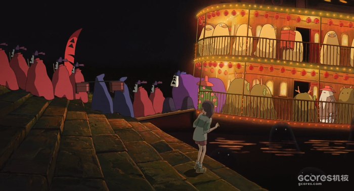 “神隐”在日语里的意思是神的消失,或者被神隐藏起来失去踪迹。天黑以后,神明们就会乘船来到千寻误闯的这个神隐的世界