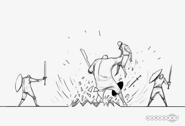 Gameplay设定，可以看到敌人突然出现在地面上。