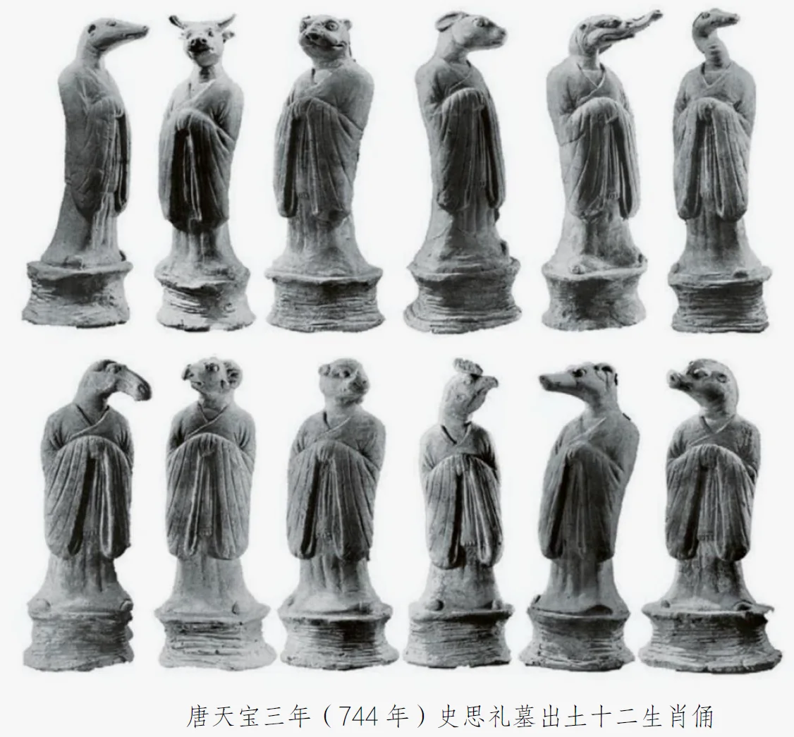 图5-4 唐天宝三年史思礼墓出土十二时俑 引自《古代十二生肖图像研究》周沐心