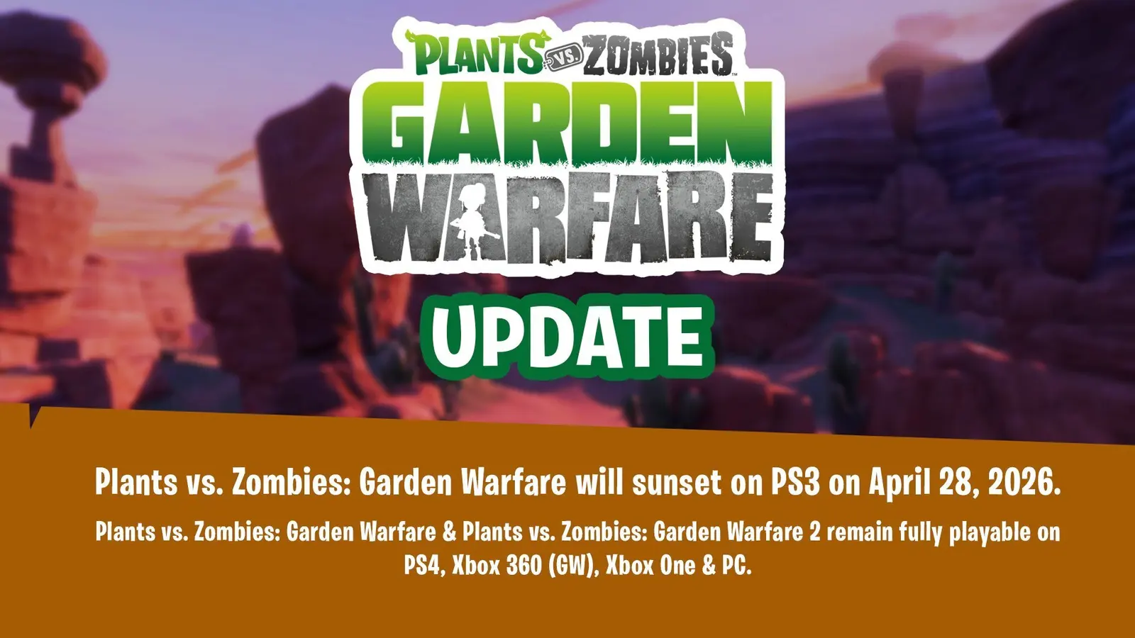 《植物大战僵尸：花园战争》PS3版在线服务将于4月28日永久关闭