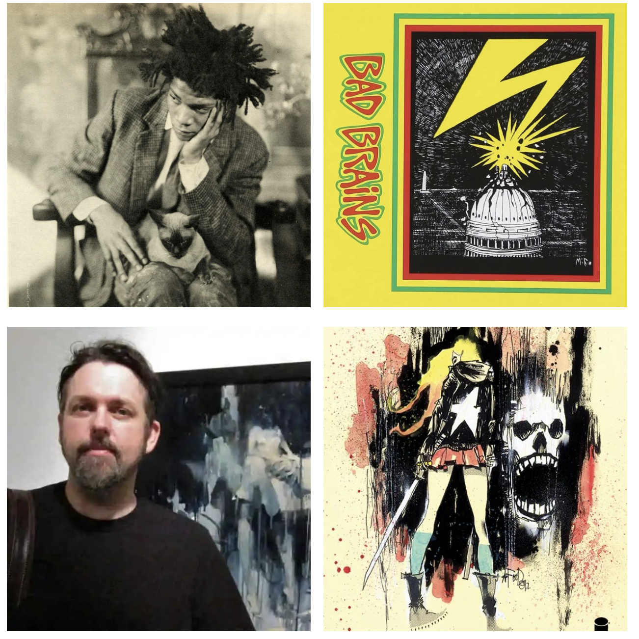 朋克蜘蛛侠致敬的艺术家不完全统计：巴斯奎特、Ashley wood、Iggy Pop、美国硬核朋克乐队BAD BRAINS、漫画家吉姆·马哈菲特......