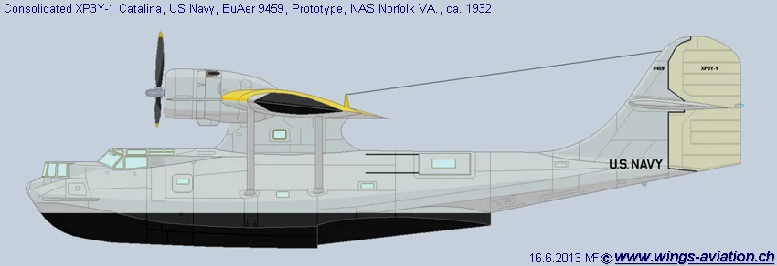 首飞时的XP3Y-1原型机