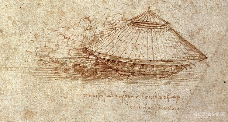 莱昂纳多·达芬奇的"战车"手稿,这个装甲怪物能用周围的火炮射击对手.